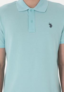 Erkek Slim Fit Polo Yaka Açık Mavi Basic Tişört - 50297984394