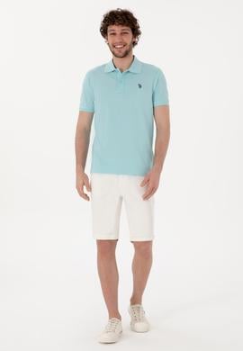 Erkek Slim Fit Polo Yaka Açık Mavi Basic Tişört - 50297984394