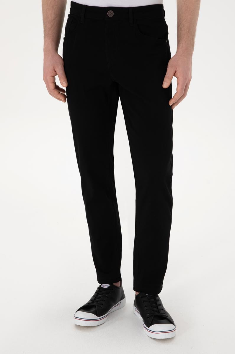 Erkek Siyah Slim Fit Kanvas Pantolon