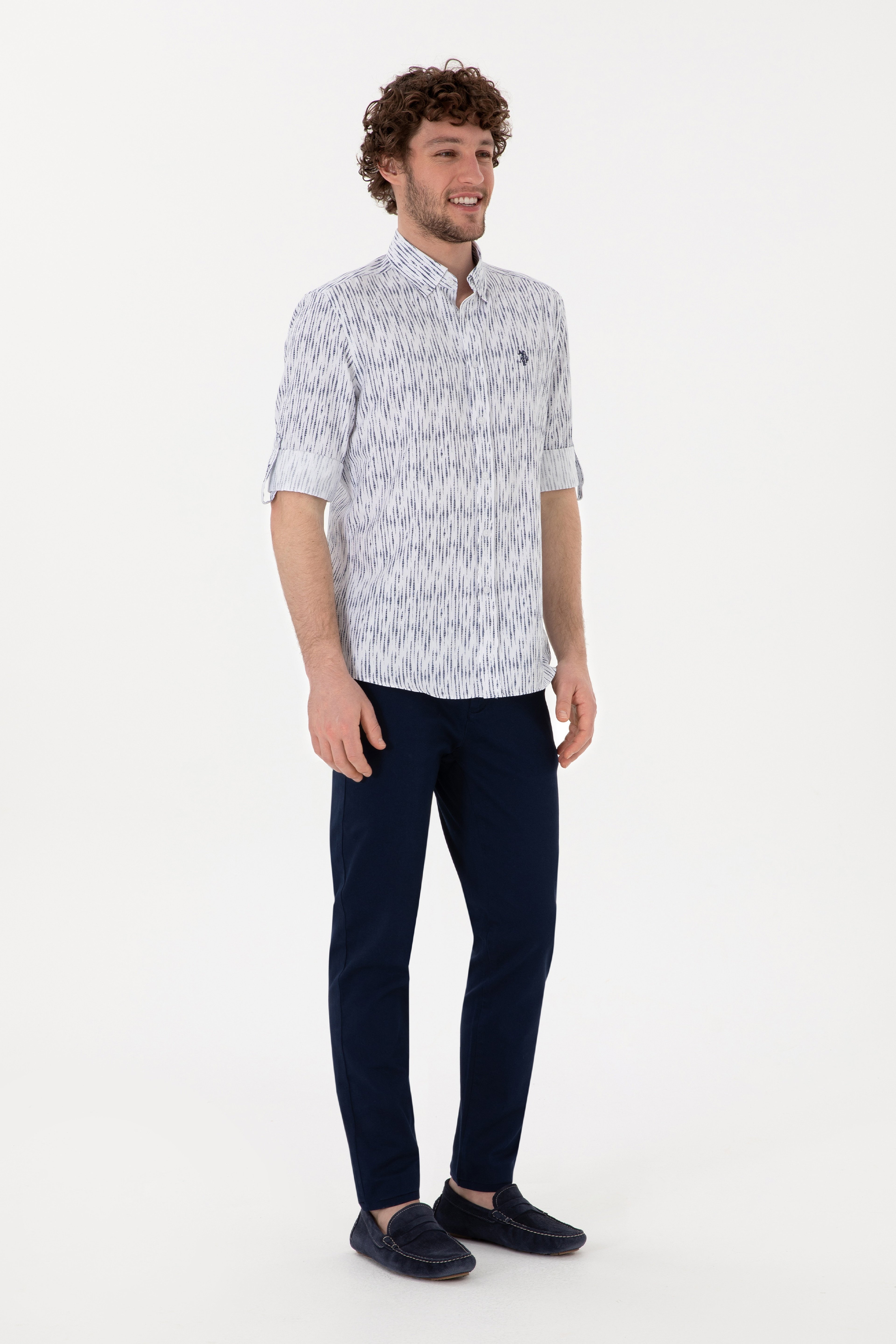 Erkek Lacivert Slim Fit Kanvas Pantolon - Image 3