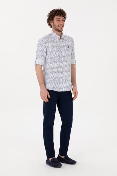 Erkek Lacivert Slim Fit Kanvas Pantolon