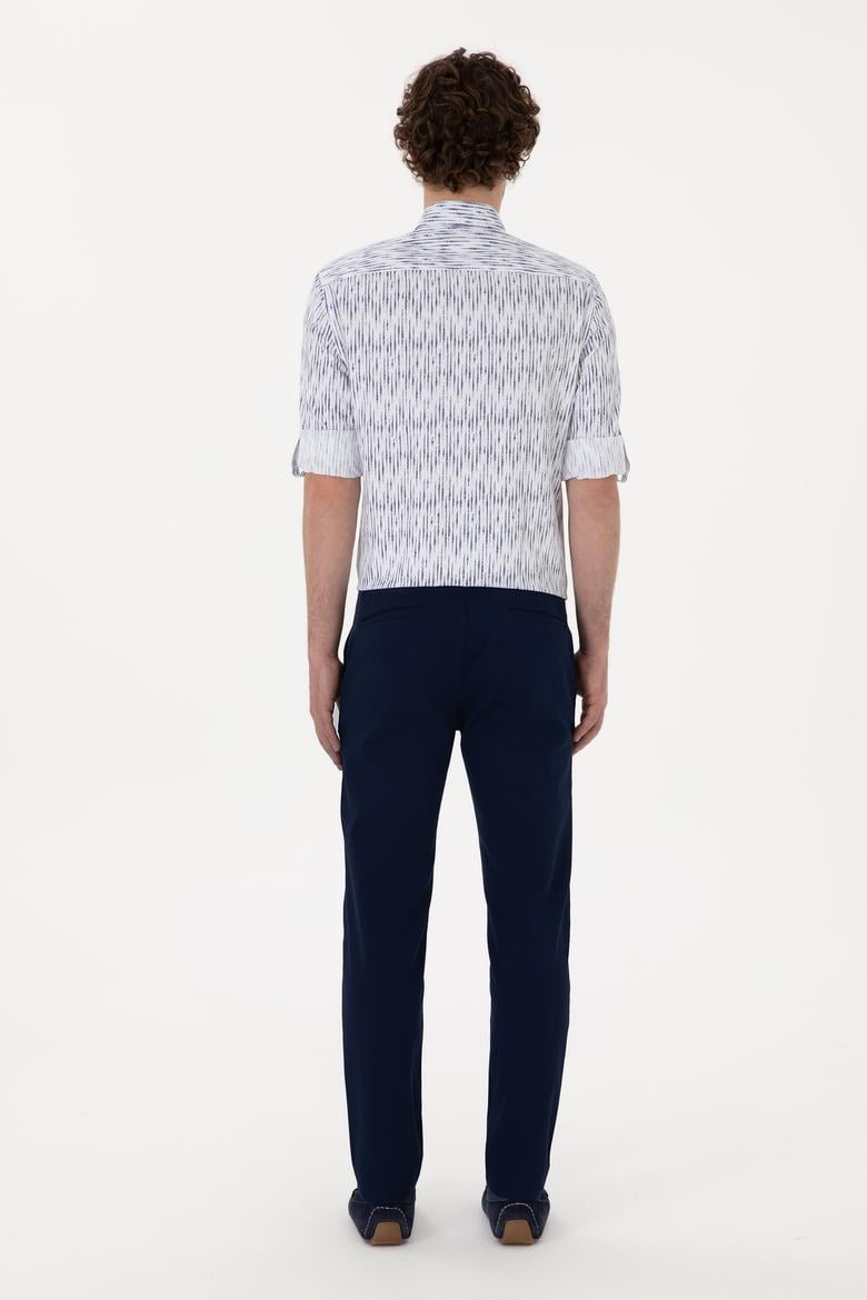 Erkek Lacivert Slim Fit Kanvas Pantolon - 50309142094