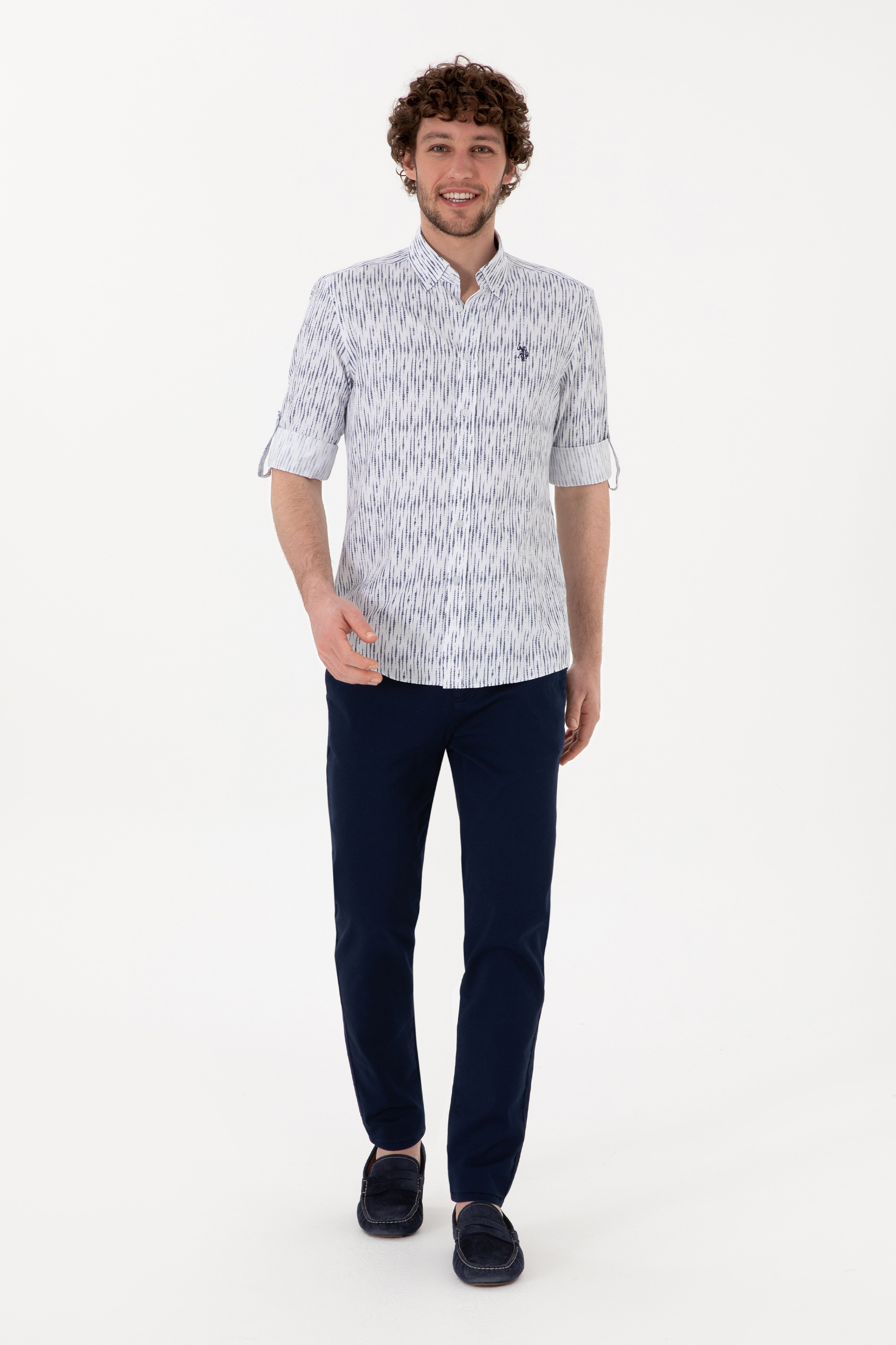 Erkek Lacivert Slim Fit Kanvas Pantolon - Image 2