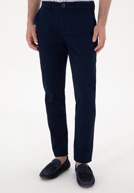 Erkek Lacivert Slim Fit Kanvas Pantolon - 50309142094