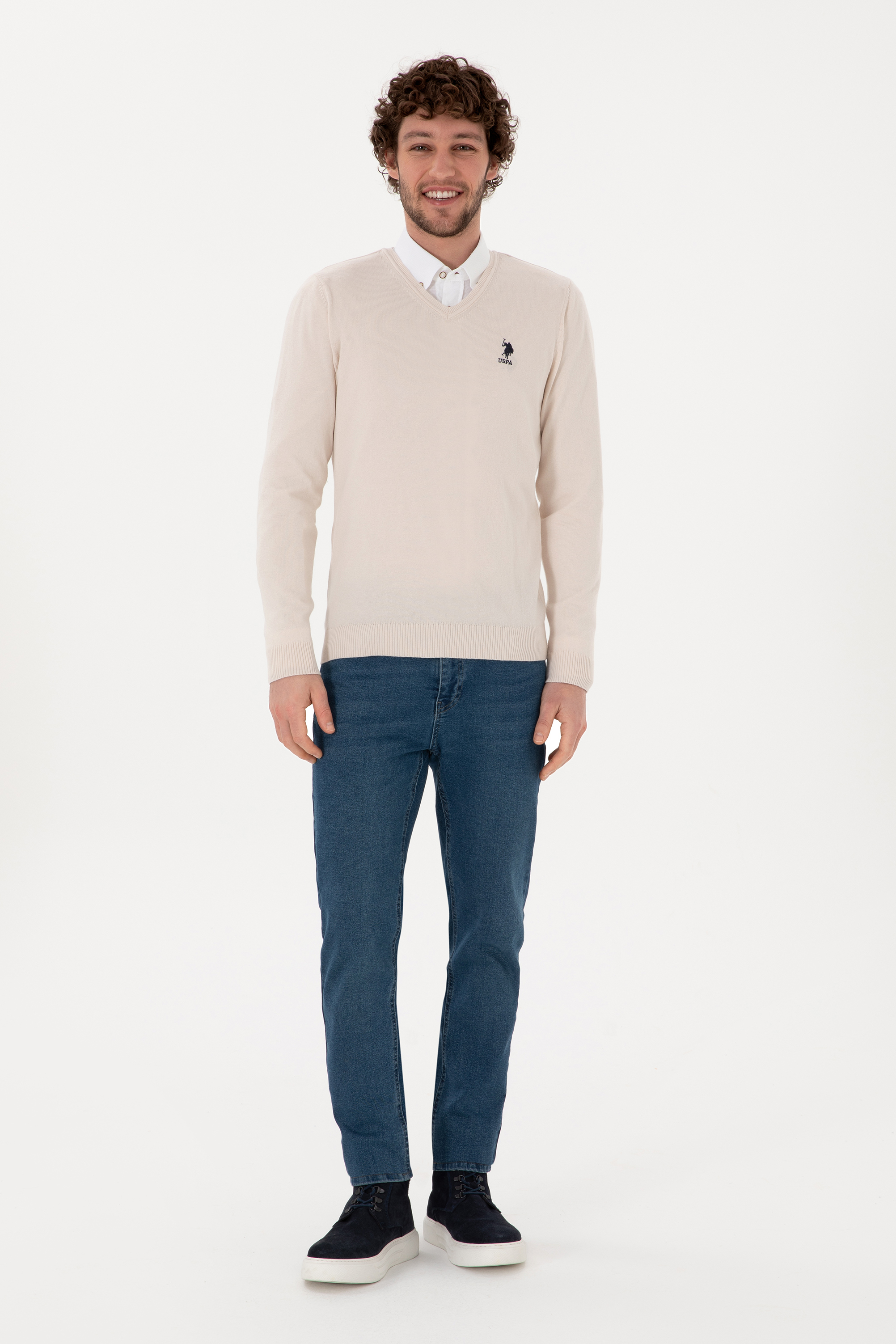 Erkek Krem Melanj Basic Kazak - Image 5