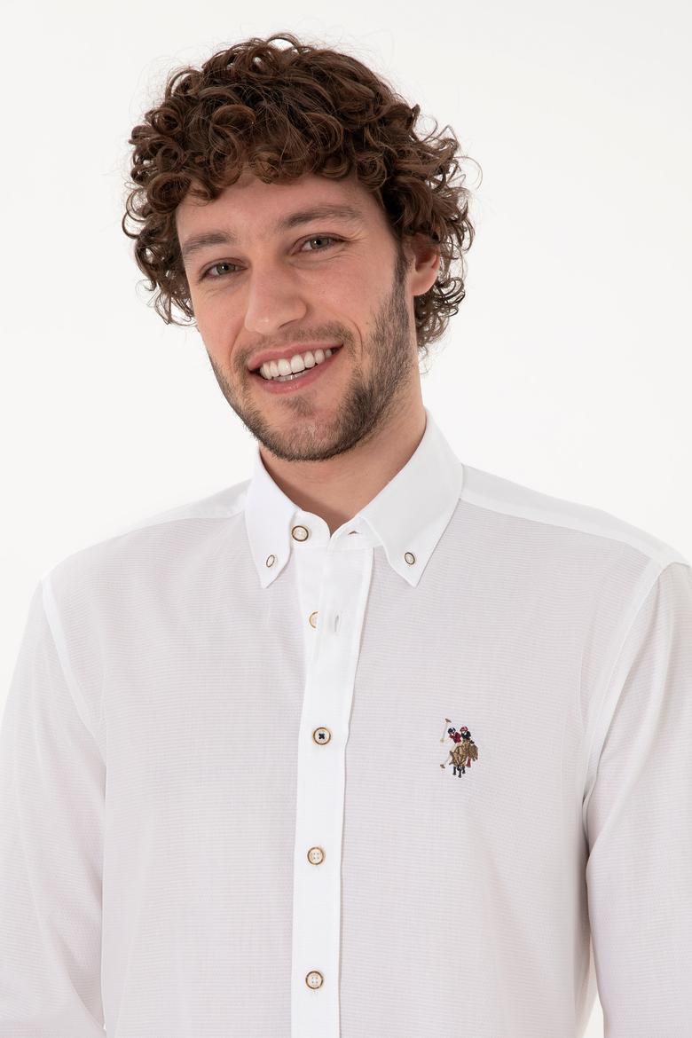 Erkek Beyaz Uzun Kollu Basic Gömlek - 50297913008