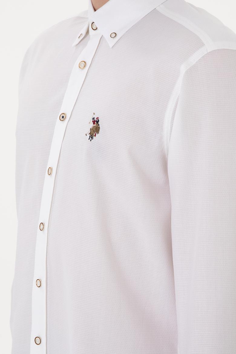 Erkek Beyaz Uzun Kollu Basic Gömlek - 50297913008