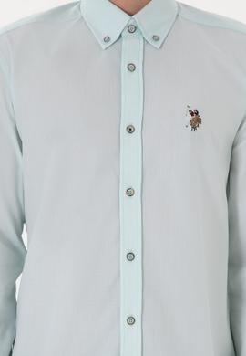 Erkek Su Yeşili Uzun Kollu Basic Gömlek - 50297913105