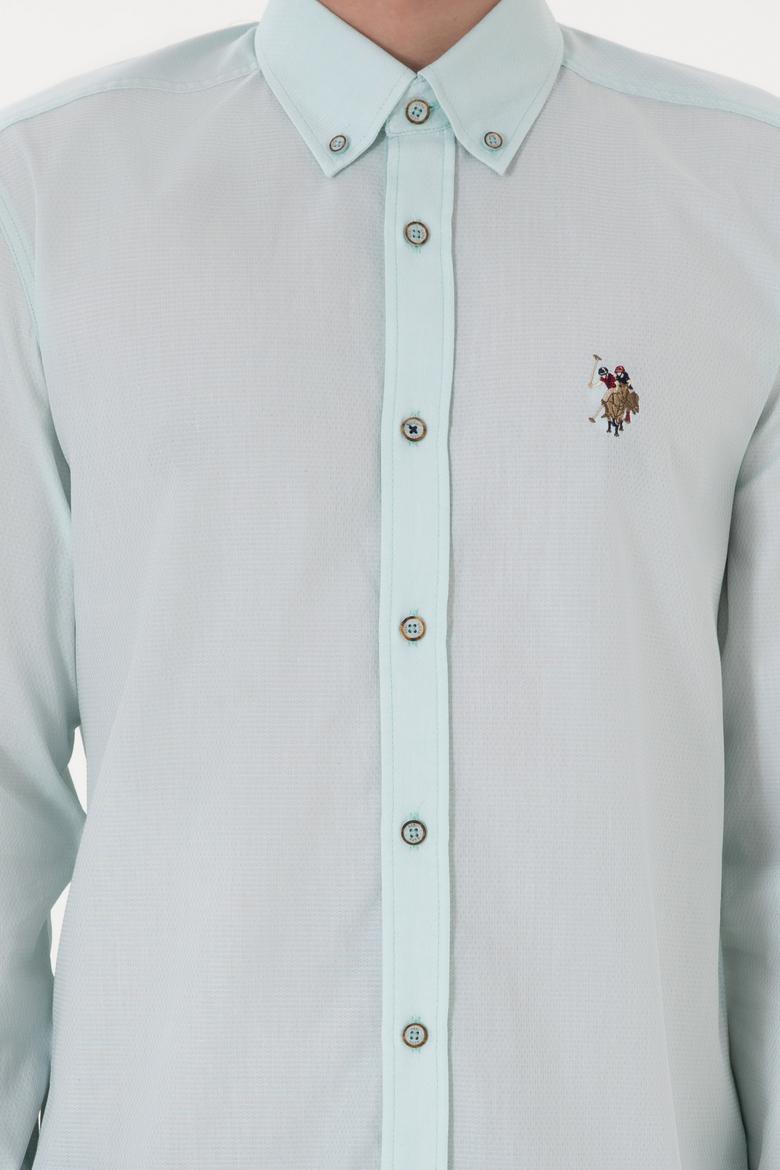 Erkek Su Yeşili Uzun Kollu Basic Gömlek - 50297913105