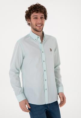 Erkek Su Yeşili Uzun Kollu Basic Gömlek - 50297913105