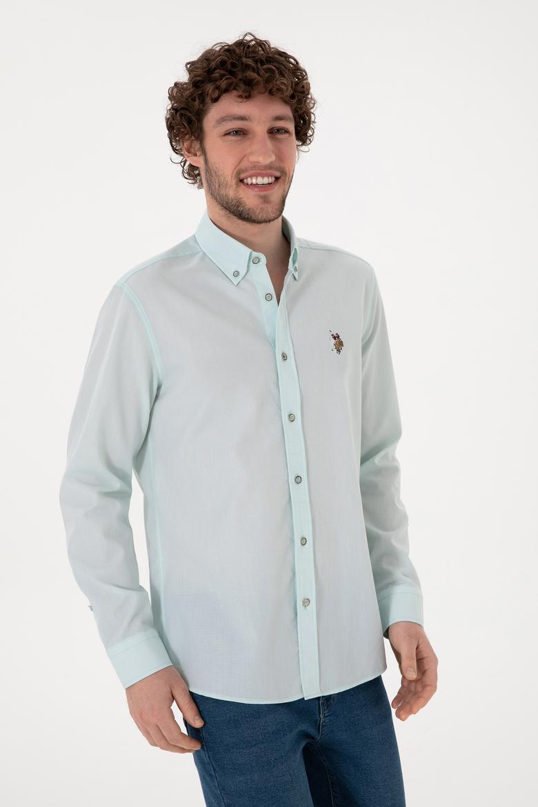 Erkek Su Yeşili Uzun Kollu Basic Gömlek - 50297913105