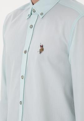 Erkek Su Yeşili Uzun Kollu Basic Gömlek - 50297913105