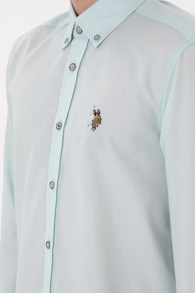 Erkek Su Yeşili Uzun Kollu Basic Gömlek