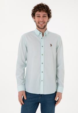 Erkek Su Yeşili Uzun Kollu Basic Gömlek - 50297913105