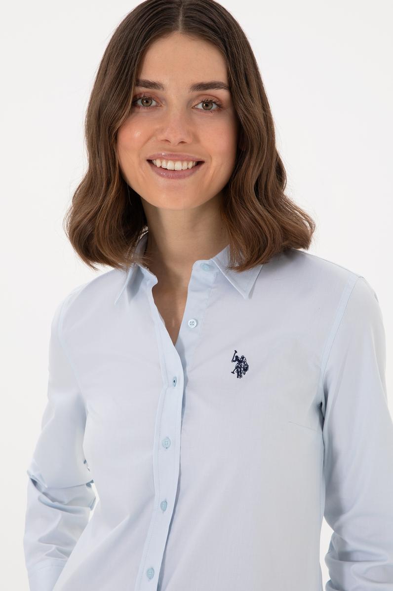 Kadın Açık Mavi Uzun Kollu Basic Gömlek
