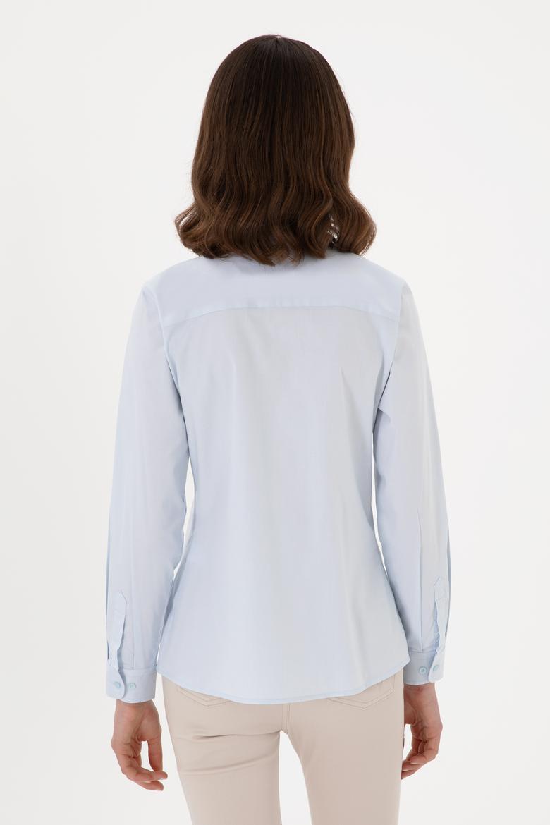 Kadın Açık Mavi Uzun Kollu Basic Gömlek - 50298113005