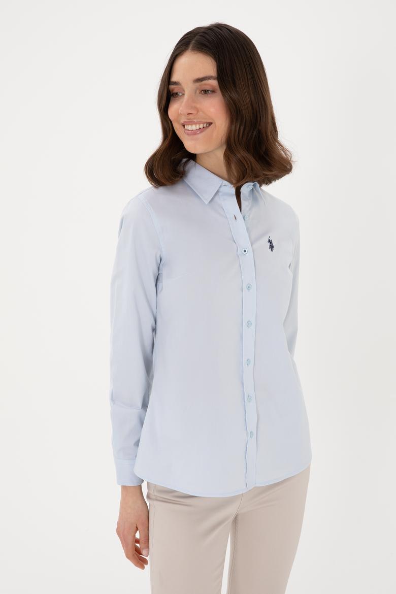 Kadın Açık Mavi Uzun Kollu Basic Gömlek - 50298113005
