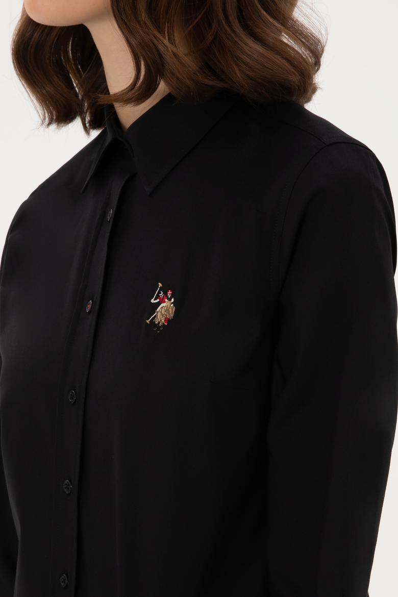 Kadın Siyah Uzun Kollu Basic Gömlek - 50298089028