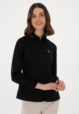 Kadın Siyah Uzun Kollu Basic Gömlek - 50298089028