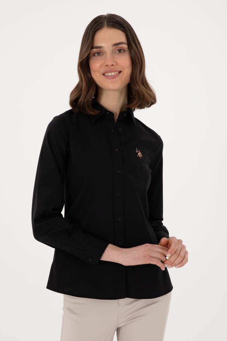 Kadın Siyah Uzun Kollu Basic Gömlek - 50298089028