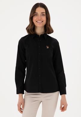 Kadın Siyah Uzun Kollu Basic Gömlek - 50298089028