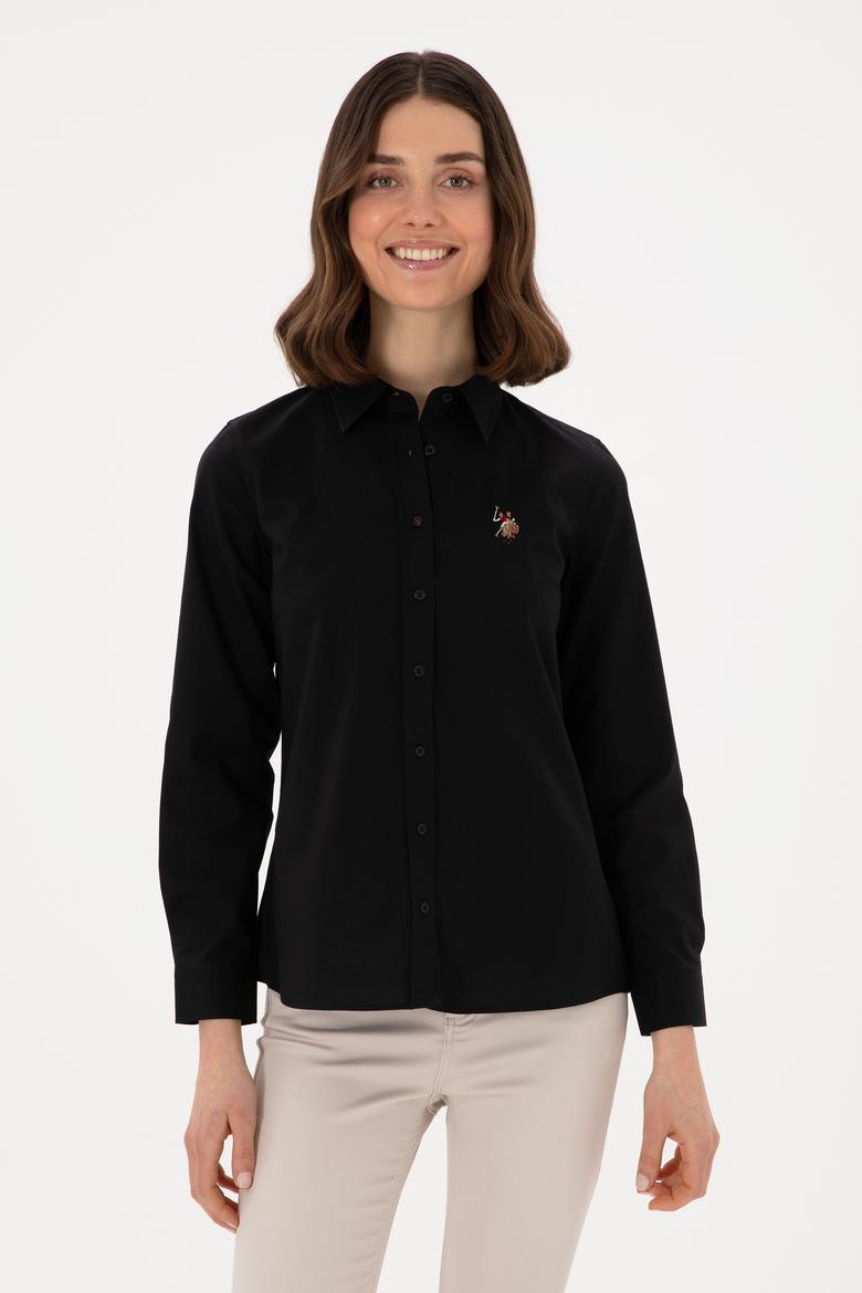 Kadın Siyah Uzun Kollu Basic Gömlek