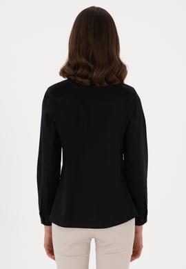 Kadın Siyah Uzun Kollu Basic Gömlek - 50298089028