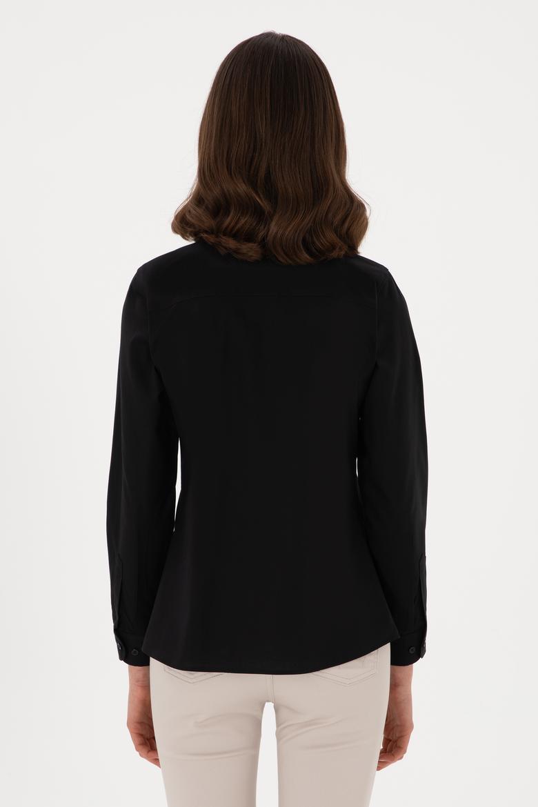 Kadın Siyah Uzun Kollu Basic Gömlek - 50298089028