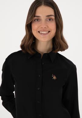 Kadın Siyah Uzun Kollu Basic Gömlek - 50298089028