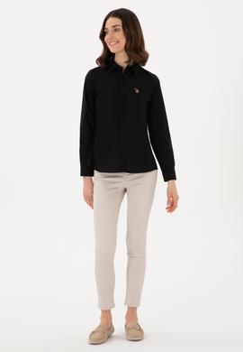 Kadın Siyah Uzun Kollu Basic Gömlek - 50298089028