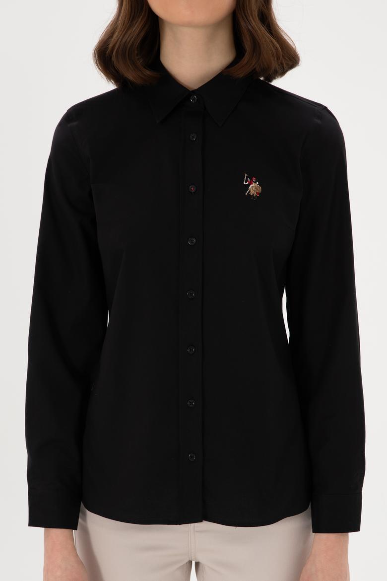 Kadın Siyah Uzun Kollu Basic Gömlek - 50298089028