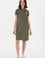 Kadın Koyu Haki Polo Yaka Mini Boy Örme Elbise