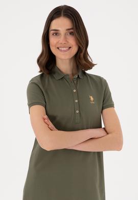 Kadın Koyu Haki Polo Yaka Mini Boy Örme Elbise - 50300881053