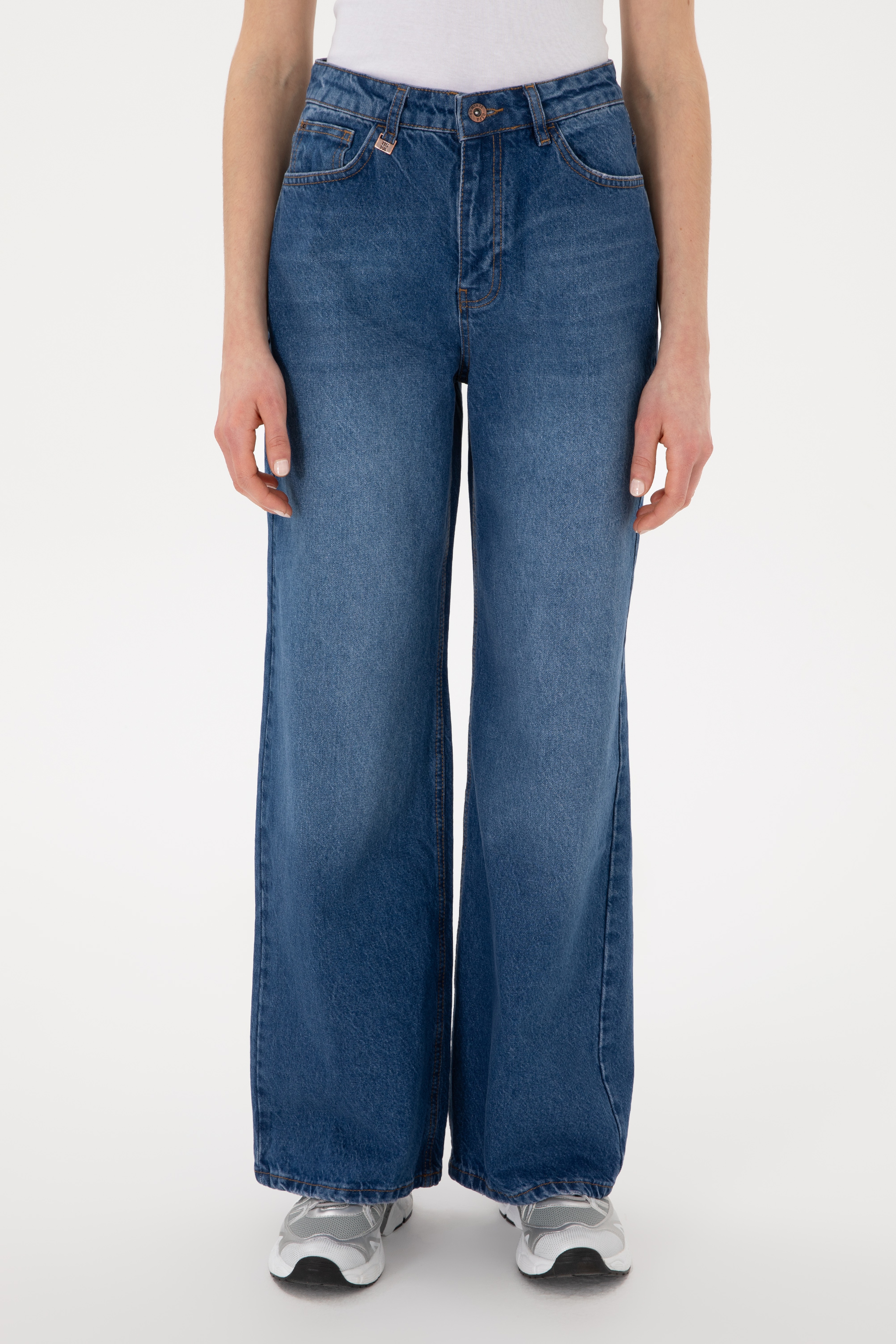 Kadın Mavi Loose Fit Jean Pantolon - Image 2