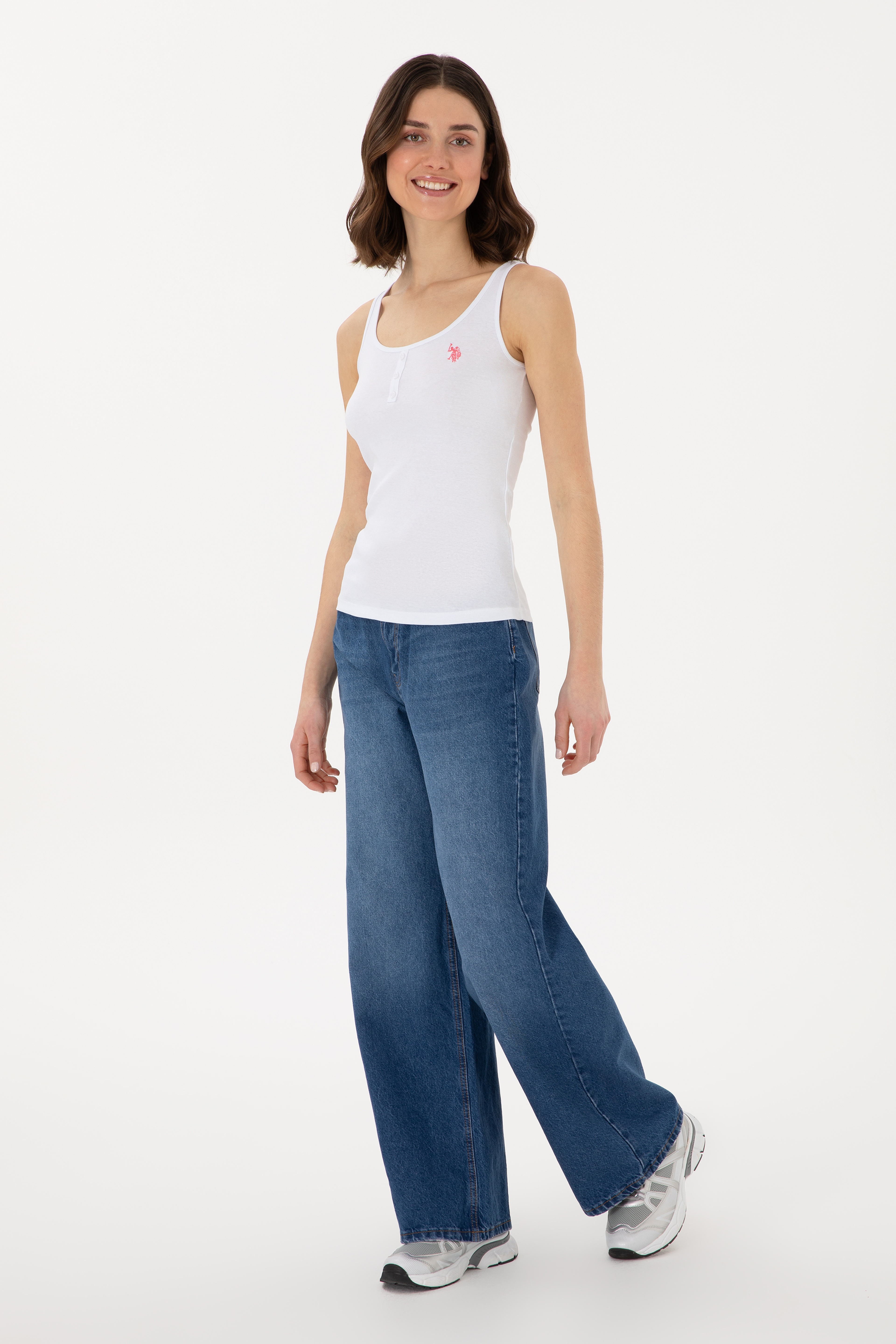 Kadın Mavi Loose Fit Jean Pantolon - Image 3