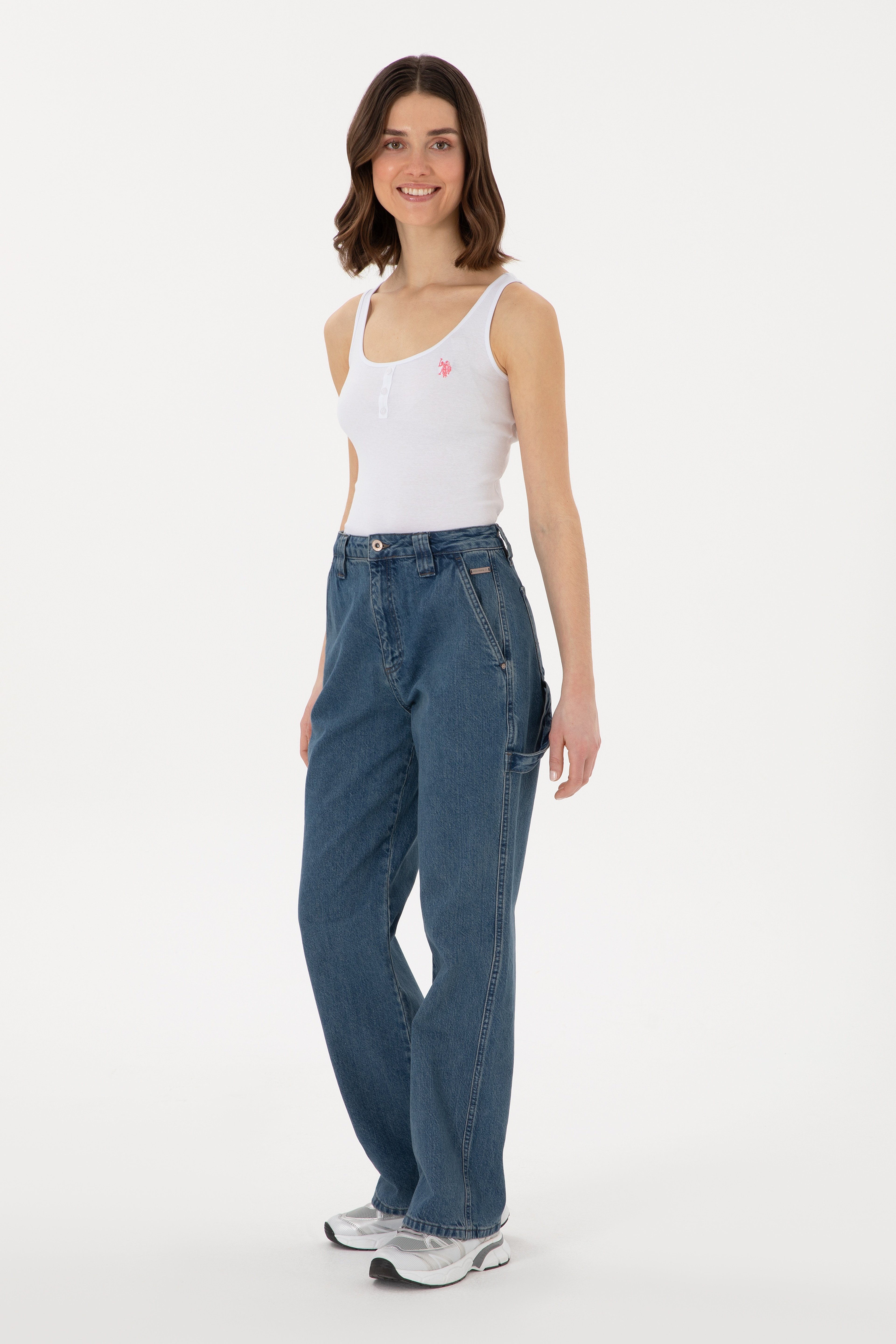 Kadın Mavi Cargofit Jean Pantolon - Image 3