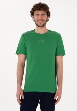 Erkek Regular Fit Bisiklet Yaka Yeşil Tişört - 50300268019