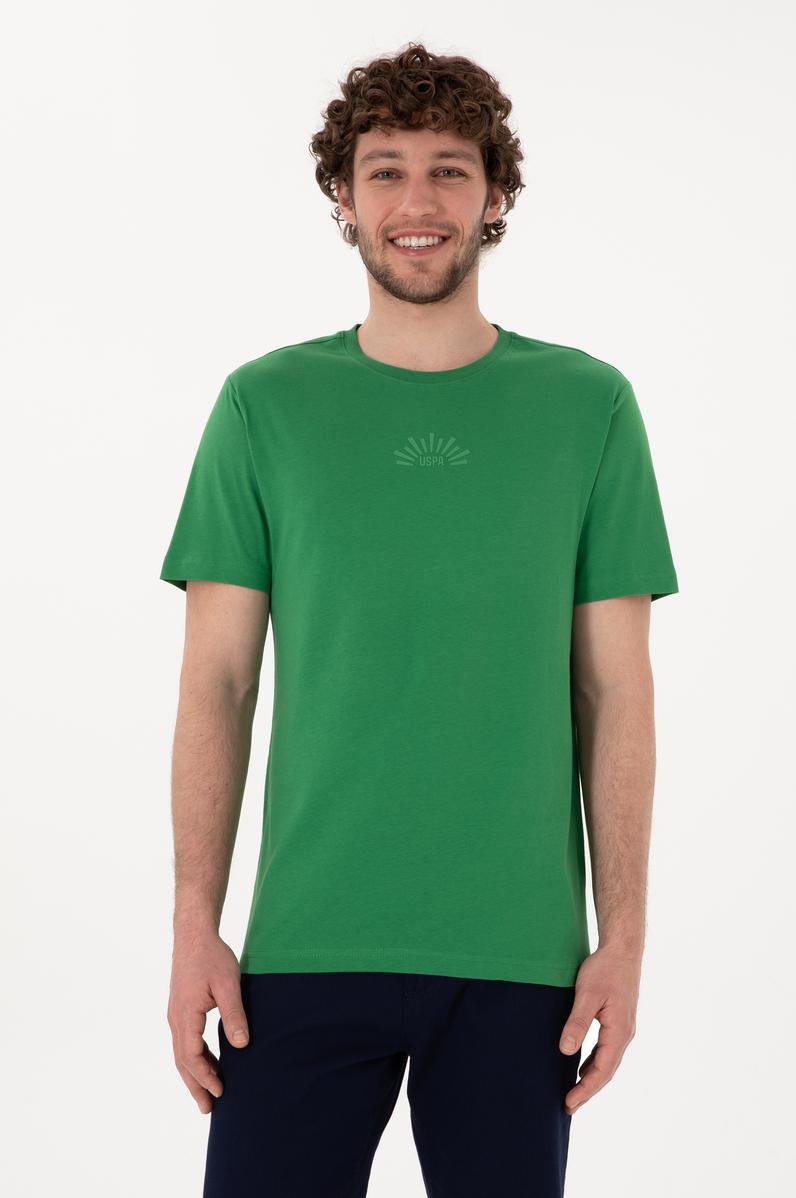 Erkek Regular Fit Bisiklet Yaka Yeşil Tişört