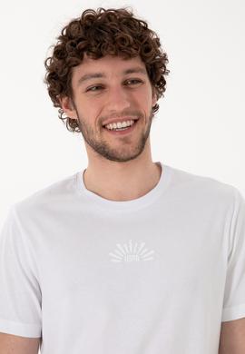 Erkek Regular Fit Bisiklet Yaka Beyaz Tişört - 50300268009