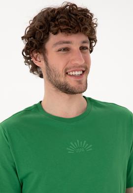 Erkek Regular Fit Bisiklet Yaka Yeşil Tişört - 50300268019