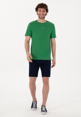 Erkek Regular Fit Bisiklet Yaka Yeşil Tişört - 50300268019