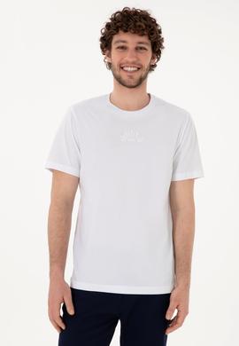 Erkek Regular Fit Bisiklet Yaka Beyaz Tişört - 50300268009