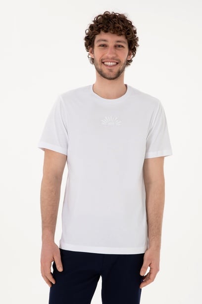 Erkek Regular Fit Bisiklet Yaka Beyaz Tişört