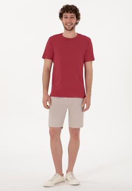 Erkek Regular Fit Bisiklet Yaka Vişne Tişört - 50300268031