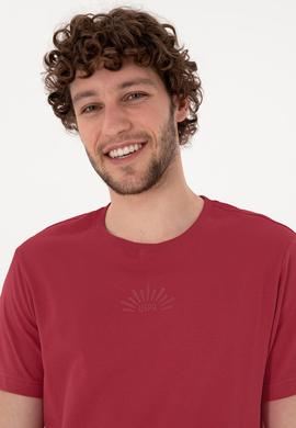 Erkek Regular Fit Bisiklet Yaka Vişne Tişört - 50300268031