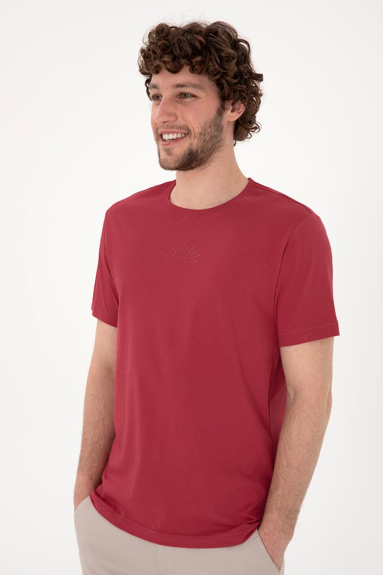 Erkek Regular Fit Bisiklet Yaka Vişne Tişört - 50300268031