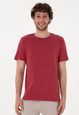 Erkek Regular Fit Bisiklet Yaka Vişne Tişört - 50300268031