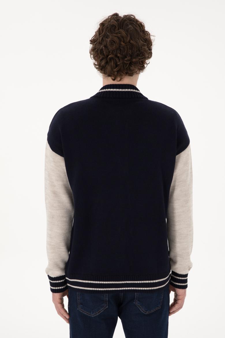 Erkek Lacivert Triko Hırka - 50293128009