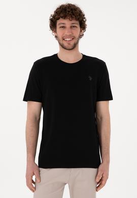 Erkek Regular Fit Bisiklet Yaka Siyah Basic Tişört - 50298035007