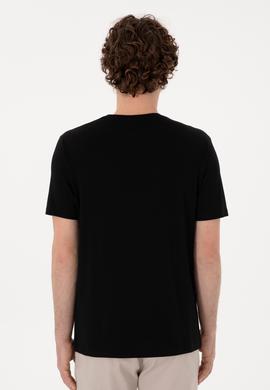 Erkek Regular Fit Bisiklet Yaka Siyah Basic Tişört - 50298035007